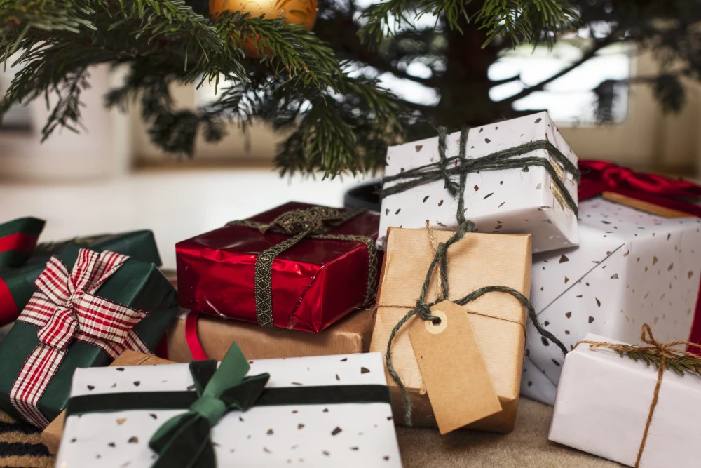 wrapped gifts under the Christmas tree