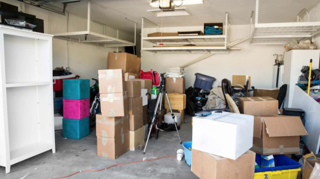 a cluttered garage