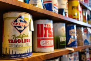 old paint cans stored in garage