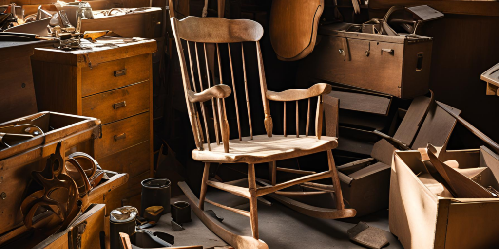 old rocking chair in garage