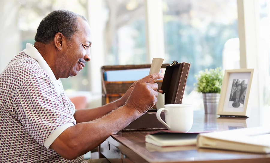 aging adult with keepsake letters