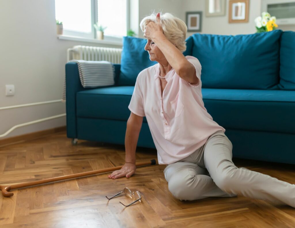 woman who just fell on the floor