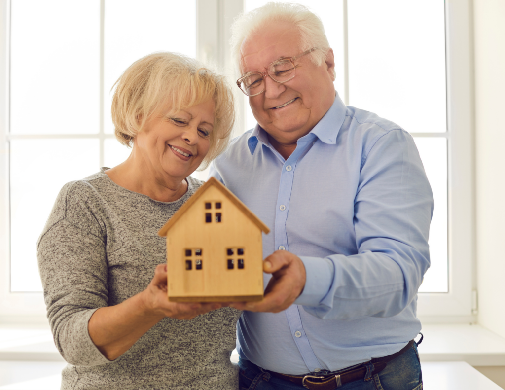 an aging adult couple thinking about moving into a new home
