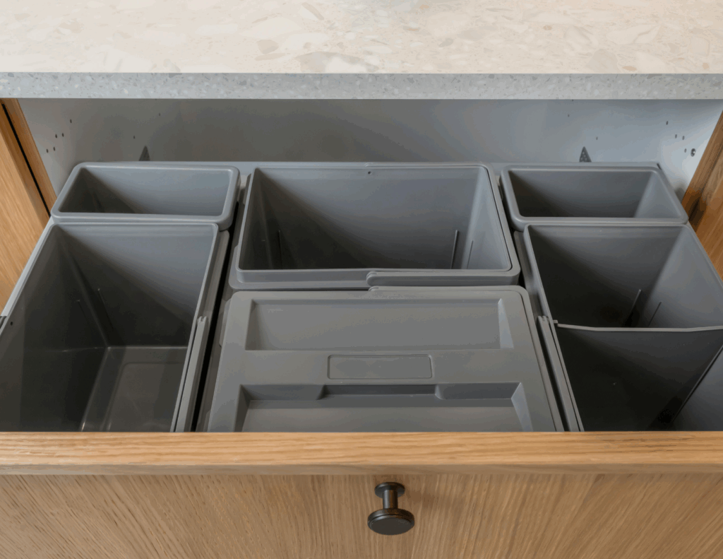 open bins in drawer